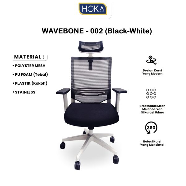 Kursi Kantor HOKA Indonesia Type WAVEBONE-002 ( Black White )