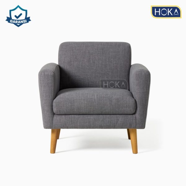 Kursi Sofa Modern Arm Chair Single Seat Minimalis Hoka HAC FC 02 Grey - Gambar 2