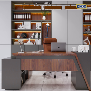 HOKA Furnish 22 Meja Kantor Meja Direktur HOKA HFH-D150 Plywood Finishing HPL Type L