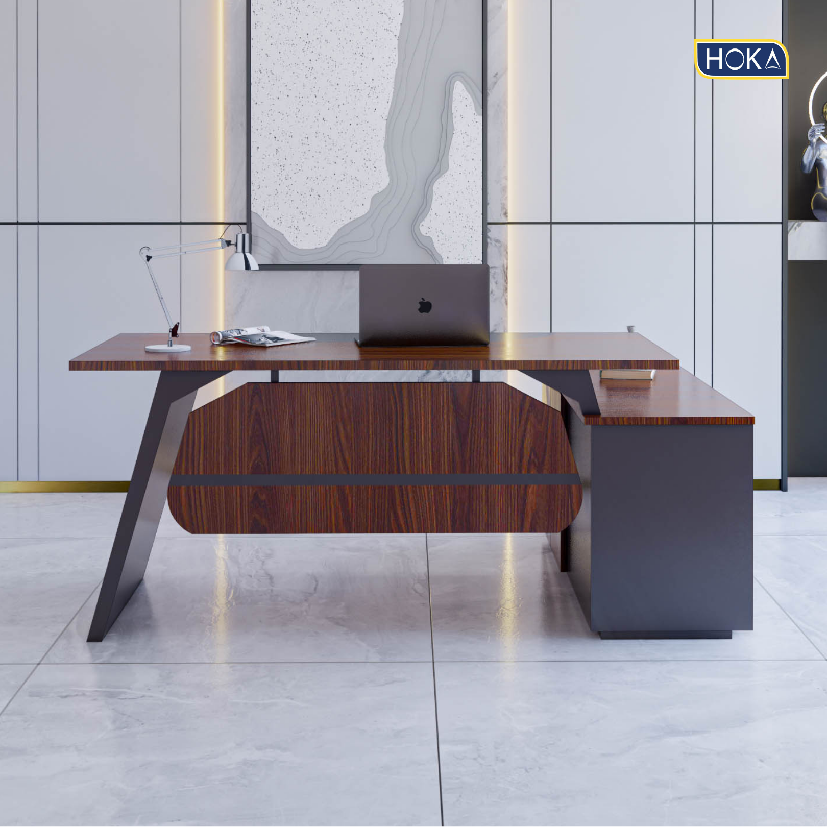 Meja Kantor Meja Direktur HOKA HFH-D147 Plywood Finishing HPL Type L 1 Meja Kantor Meja Direktur HOKA HFH-D147 Plywood Finishing HPL Type L