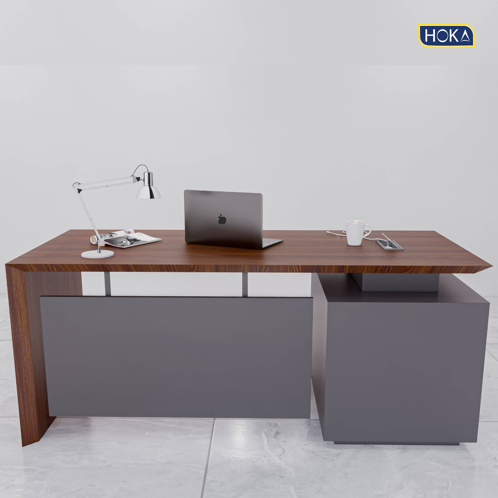 Meja Kantor Meja Direktur HOKA HFH-D149 Plywood Finishing HPL 5 Meja Kantor Meja Direktur HOKA HFH-D149 Plywood Finishing HPL - Gambar 5