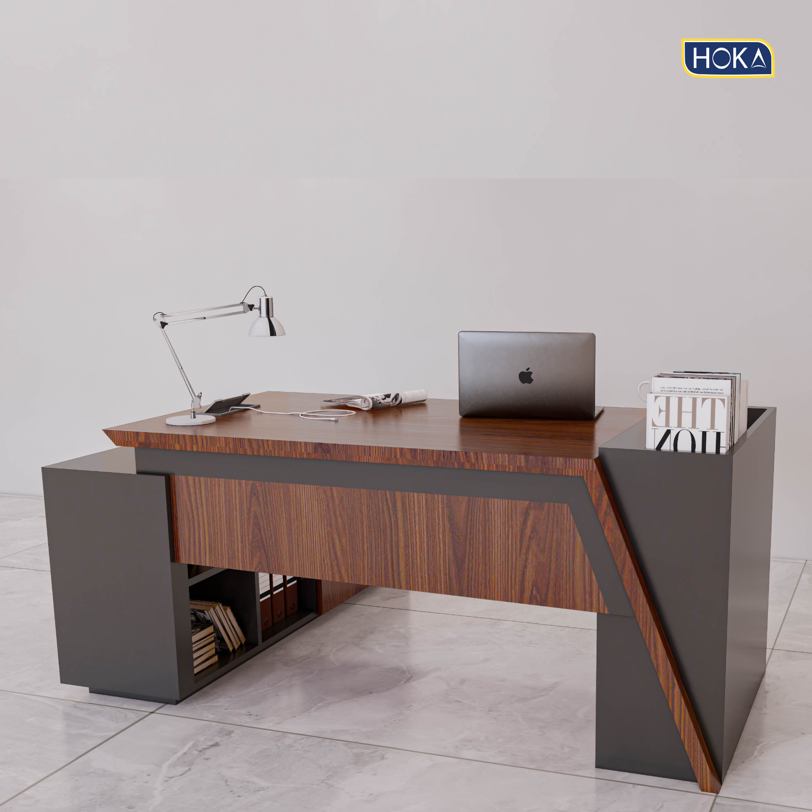 Meja Kantor Meja Direktur HOKA HFH-D150 Plywood Finishing HPL Type L 4 Meja Kantor Meja Direktur HOKA HFH-D150 Plywood Finishing HPL Type L - Gambar 4